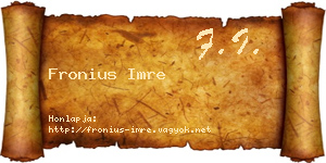 Fronius Imre névjegykártya